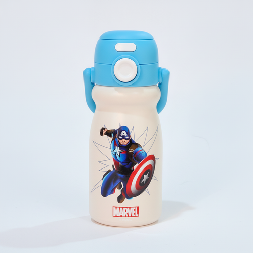 Marvel Captain America Kids Water Bottle with Flip Straw Lid
