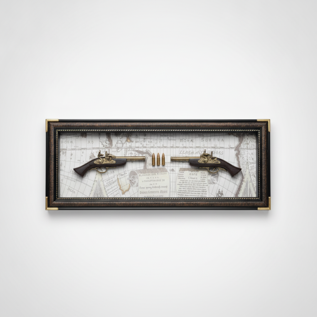 Vintage Dueling Pistols Shadow Box Wall Art Display