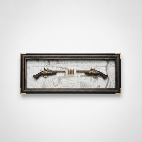 Vintage Dueling Pistols Shadow Box Wall Art Display