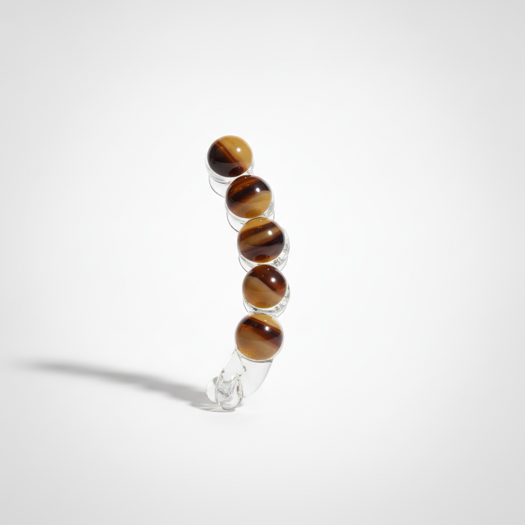 Tiger Eye Bead Hair Clip – Clear Resin 5-Ball Barrette