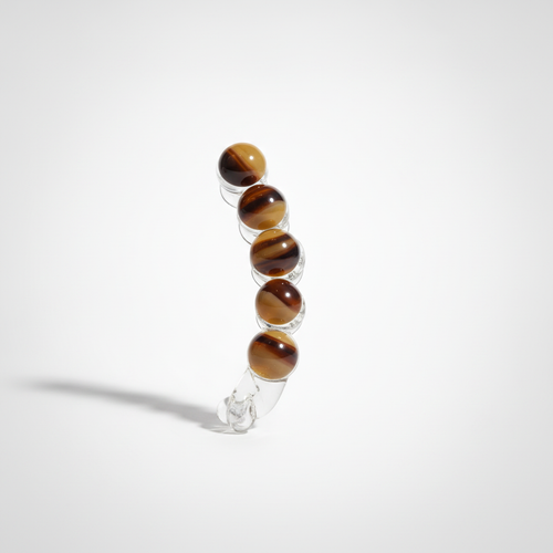 Tiger Eye Bead Hair Clip – Clear Resin 5-Ball Barrette