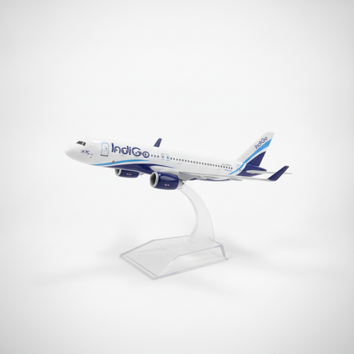 IndiGo Airlines Diecast Model Airplane on Display Stand