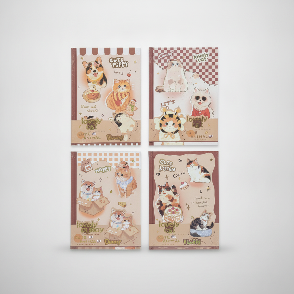 Cute Animal Hardcover Diary Journal – Kawaii Cat & Puppy
