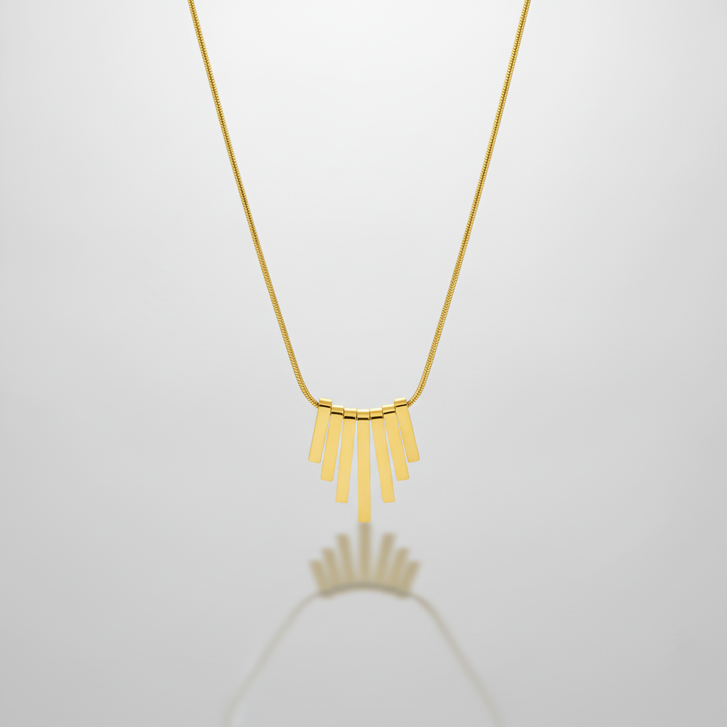 Gold Bar Tassel Pendant Necklace | Minimalist Statement Piece