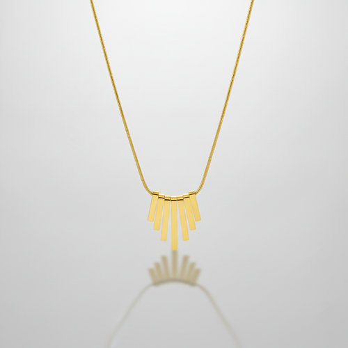 Gold Bar Tassel Pendant Necklace | Minimalist Statement Piece