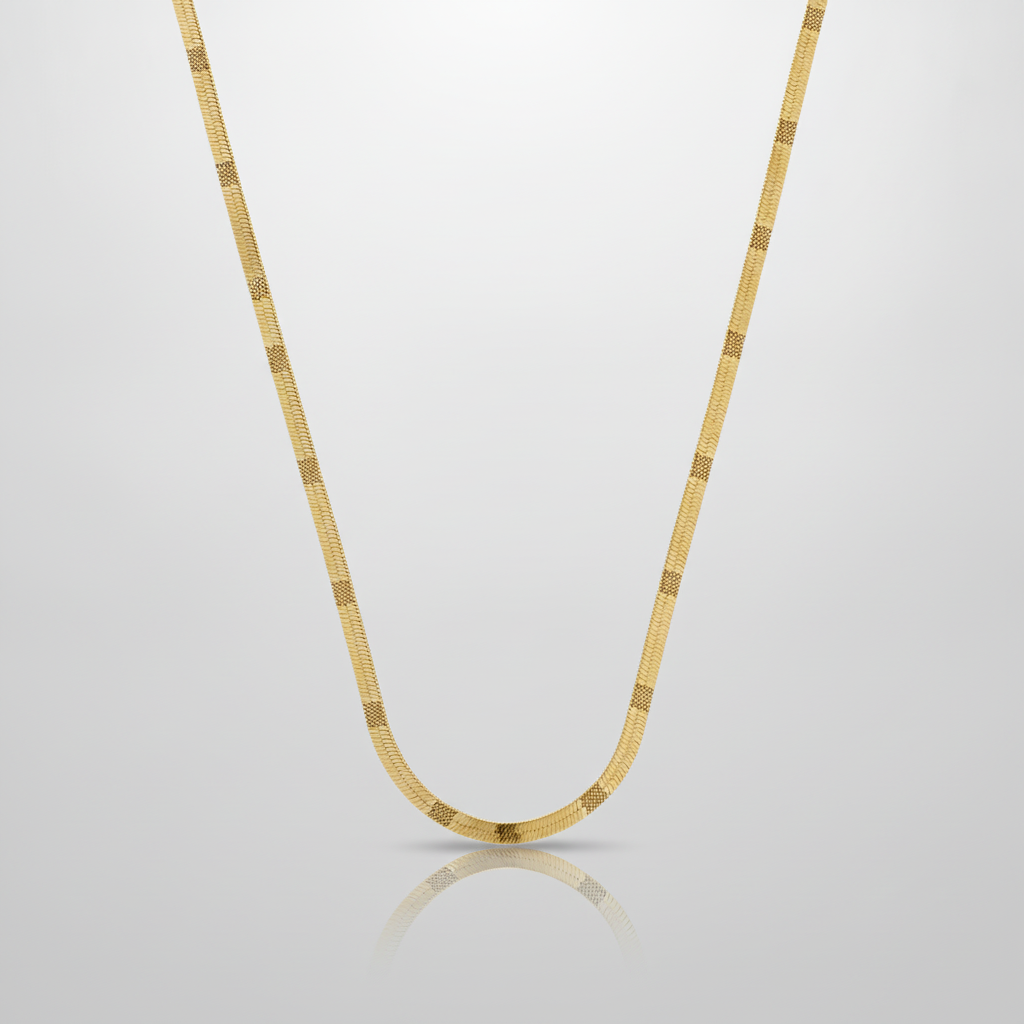 Men's Gold Herringbone Flat Chain Necklace