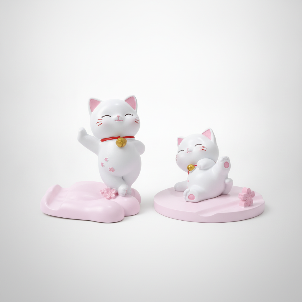 Lucky Cat Maneki Neko Phone Stand Desk Holder – Pink