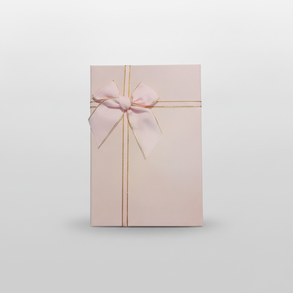 Elegant Pink Gift Hamper Box with Satin Bow & Gold Ribbon