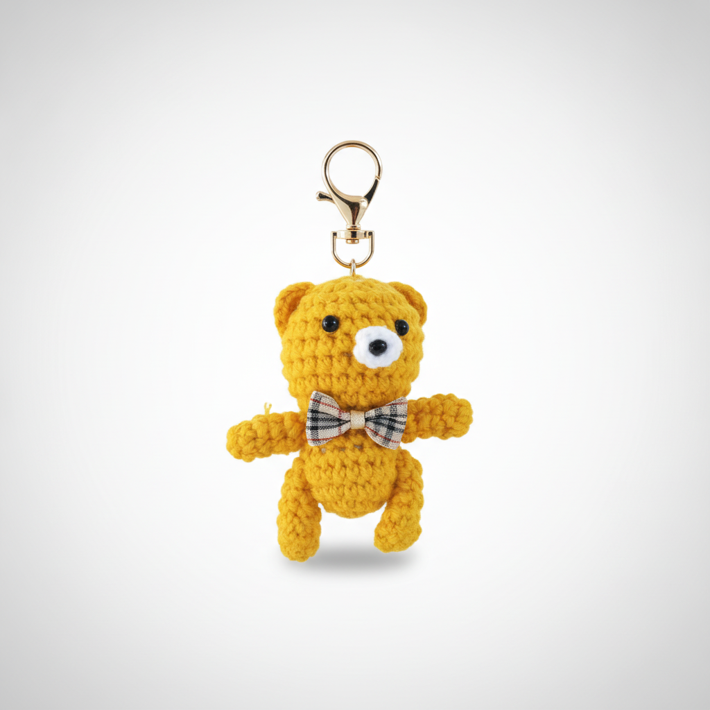 Handmade Crochet Bear Keychain – Cute Mini Amigurumi Charm