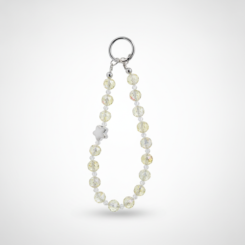 Crystal Bead Phone Charm Keychain with Star Accent