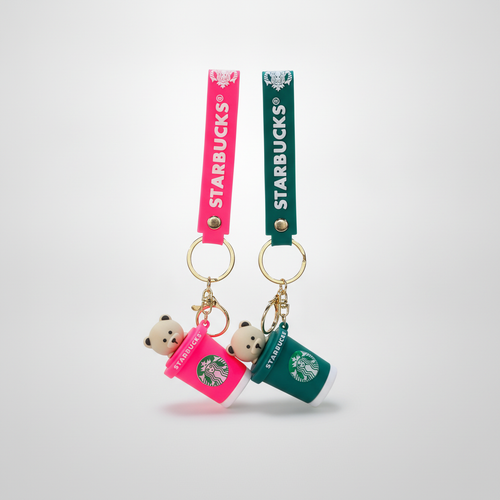 Starbucks Bear Cup Keychain Wristlet Strap – Pink or Green