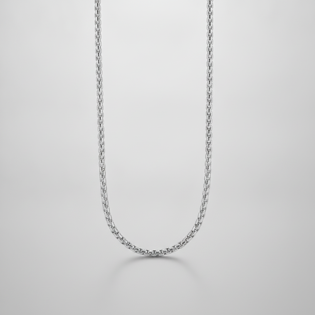 Men's Silver Box Chain Necklace – Bold & Timeless Style