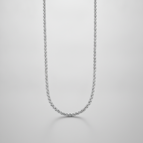 Men's Silver Box Chain Necklace – Bold & Timeless Style