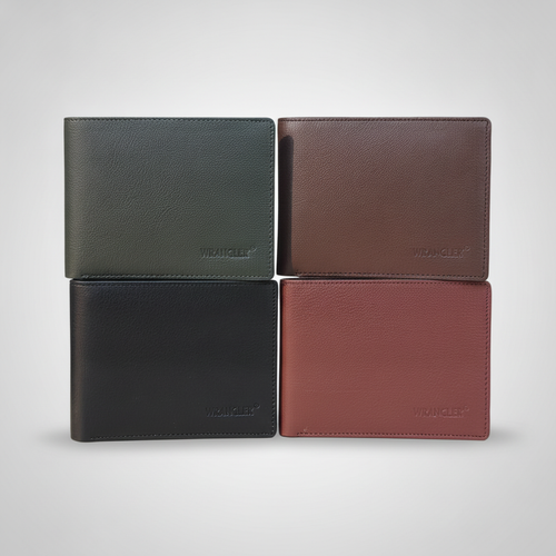 Wrangler Men's Leather Bifold Wallet – 4 Classic Colors
