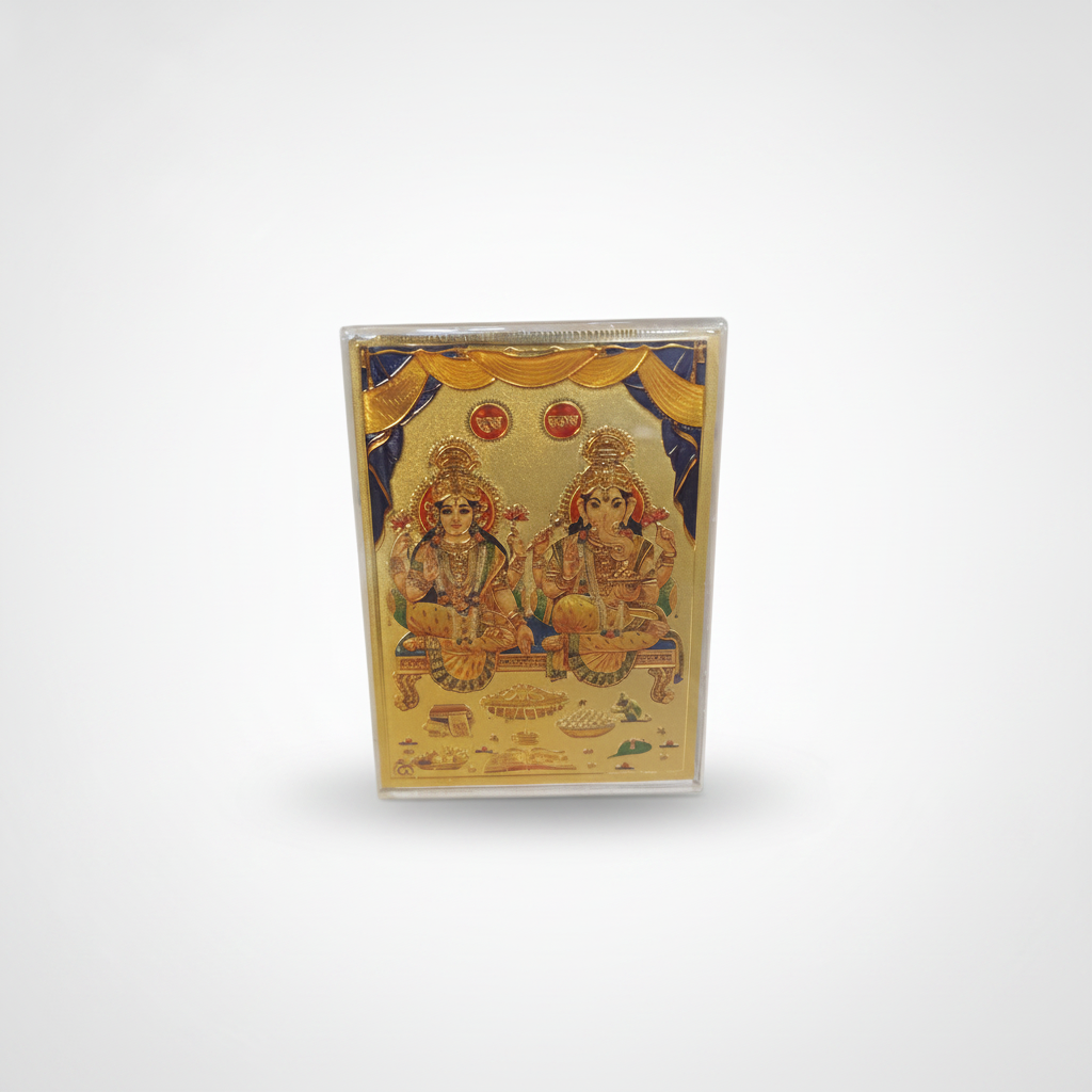 Lakshmi Ganesha Gold Foil Car Dashboard Card