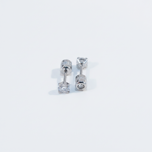 Men's Diamond Stud Earrings | Silver Prong & Bezel Set