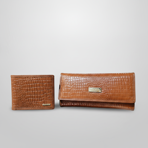 Wrangler Croc-Embossed Leather Wallet Combo Set (His & Hers)
