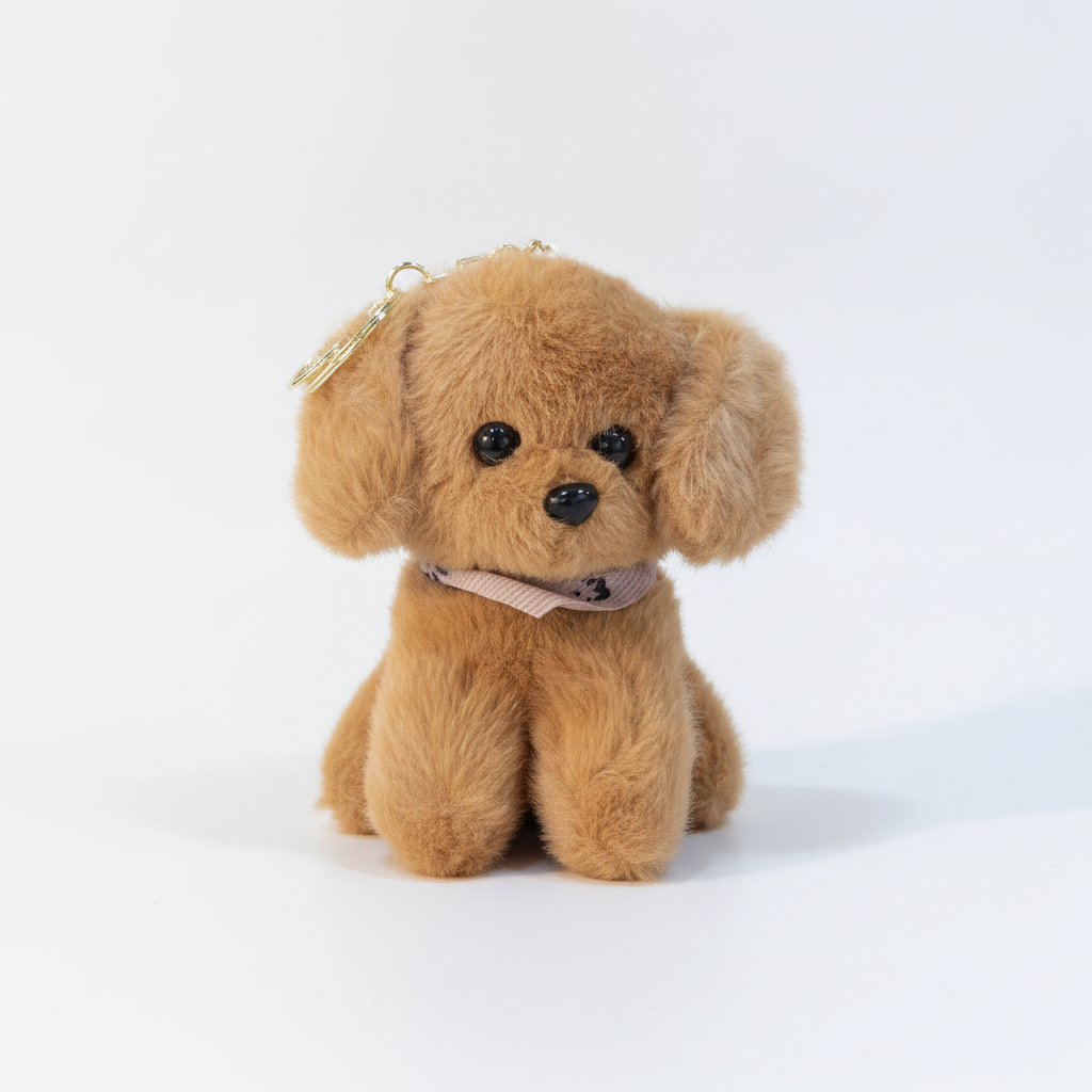 Adorable Fluffy Puppy Keychain Plush Toy Charm