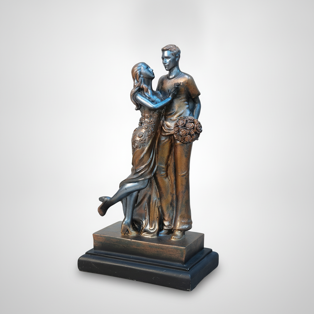 Romantic Couple Embrace Bronze-Finish Figurine – 8.5"