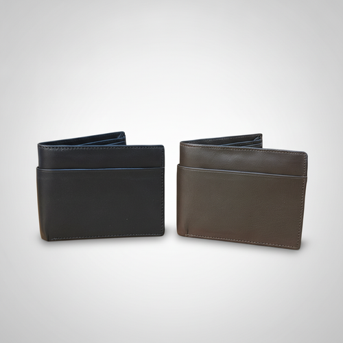 Wrangler Men's Bifold Leather Wallet – Black or Brown