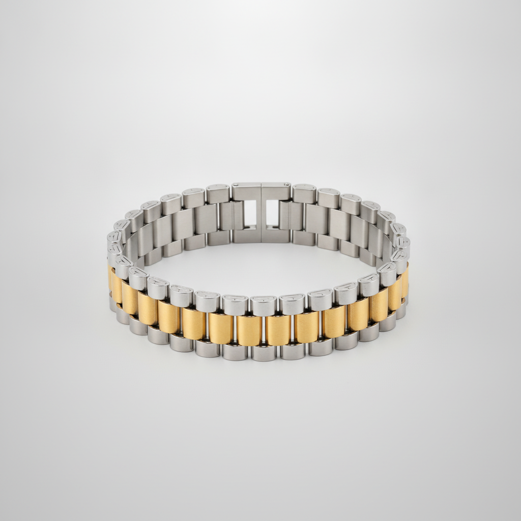 Men's Two-Tone Stainless Steel President-Style Bracelet