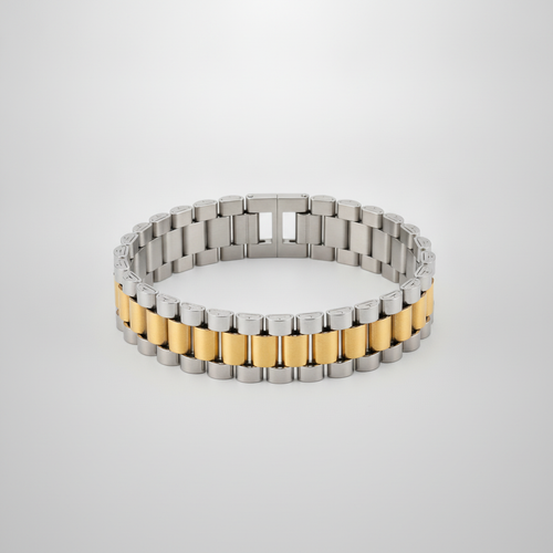 Men's Two-Tone Stainless Steel President-Style Bracelet