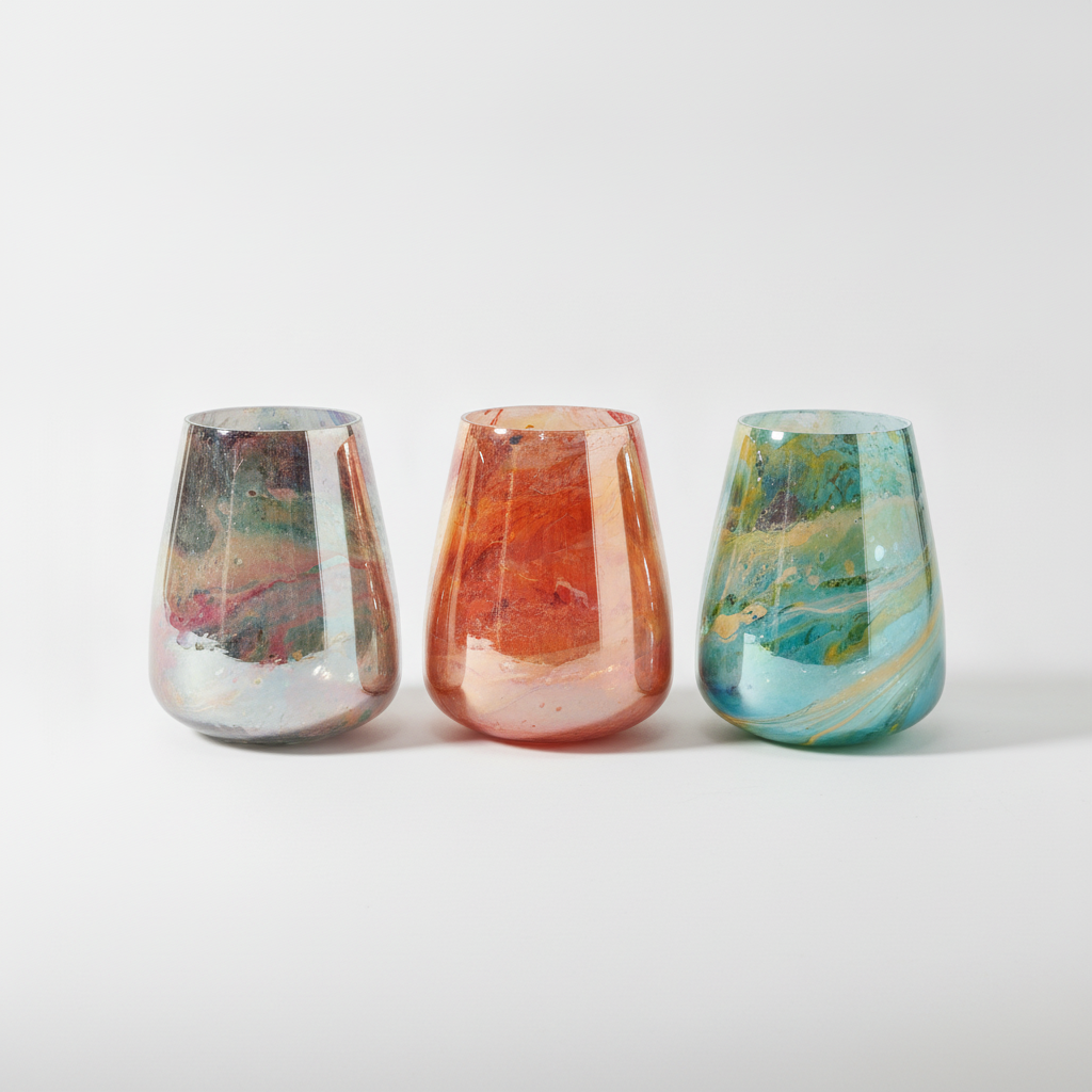 Iridescent Mercury Glass Table Lamp – Set of 3