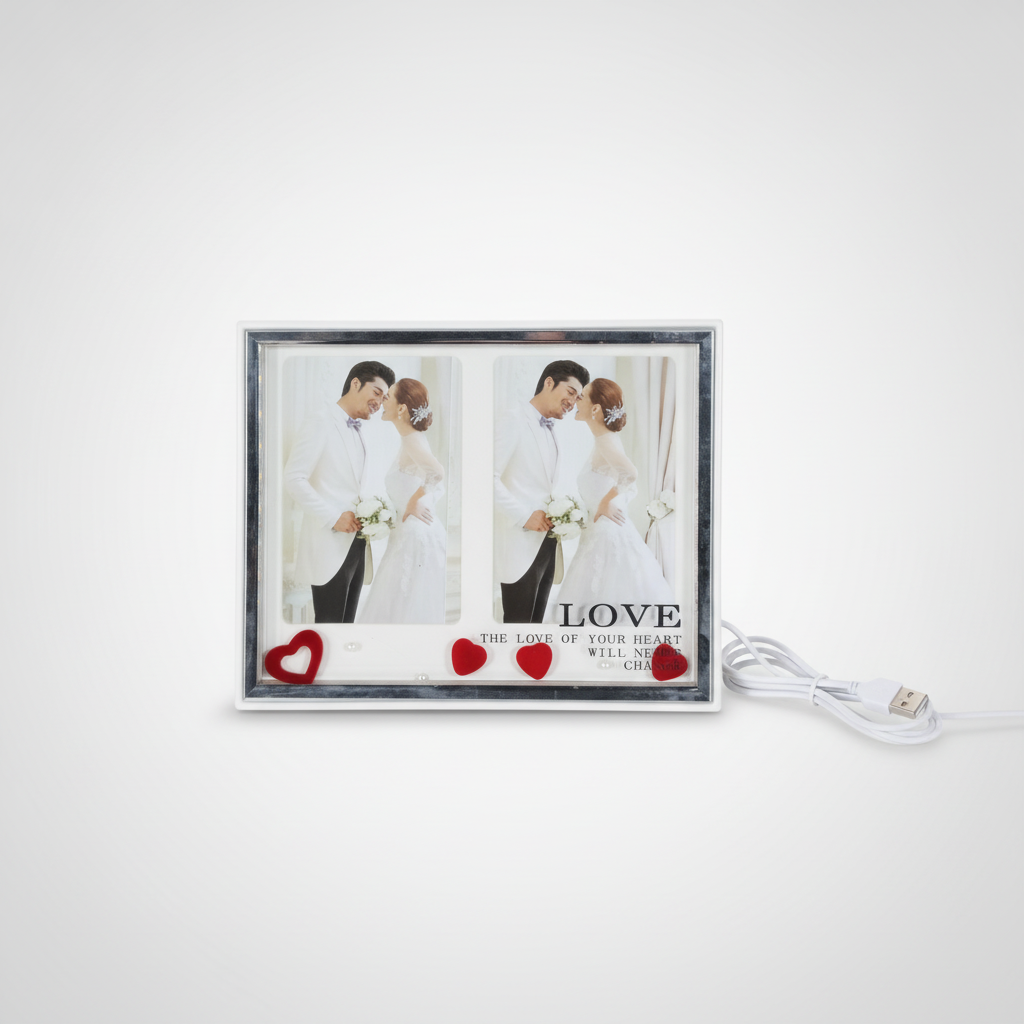 LED Light-Up Wedding Photo Frame with Dual Display