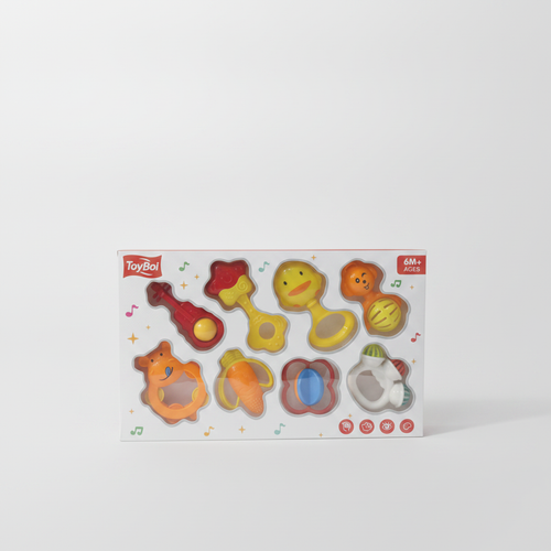 ToyBoi Baby Rattle Set – 8-Piece Sensory Toy Gift Set (6M+)