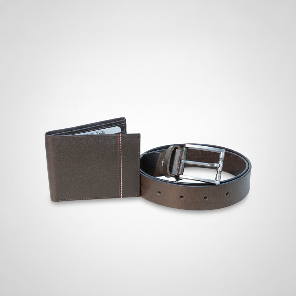 Wrangler Men's Leather Wallet & Belt Gift Set – Brown