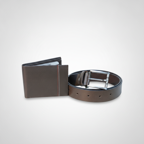 Wrangler Men's Leather Wallet & Belt Gift Set – Brown