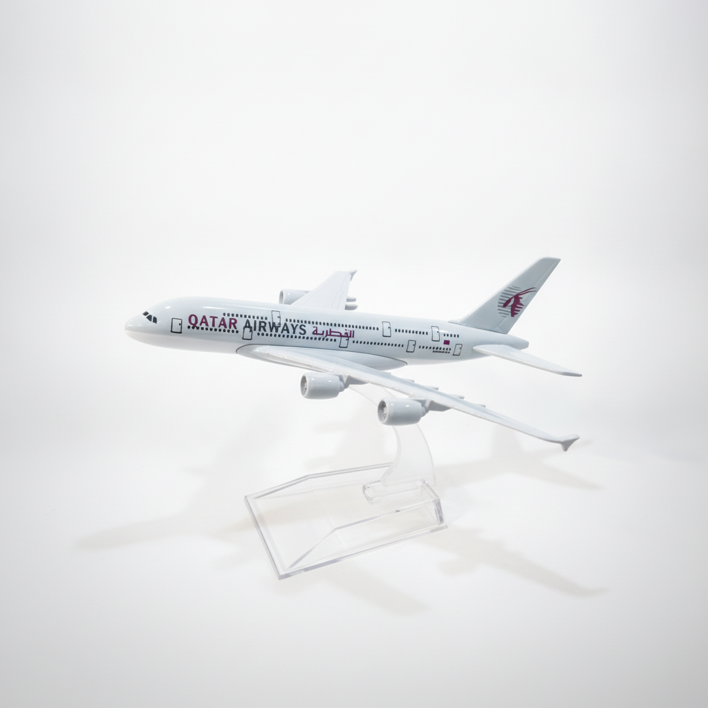 Qatar Airways Airbus A380 Die-Cast Model Plane with Stand