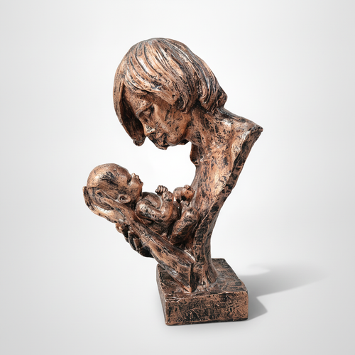 Mother & Baby Bronze-Finish Sculpture Figurine – 13 Inch