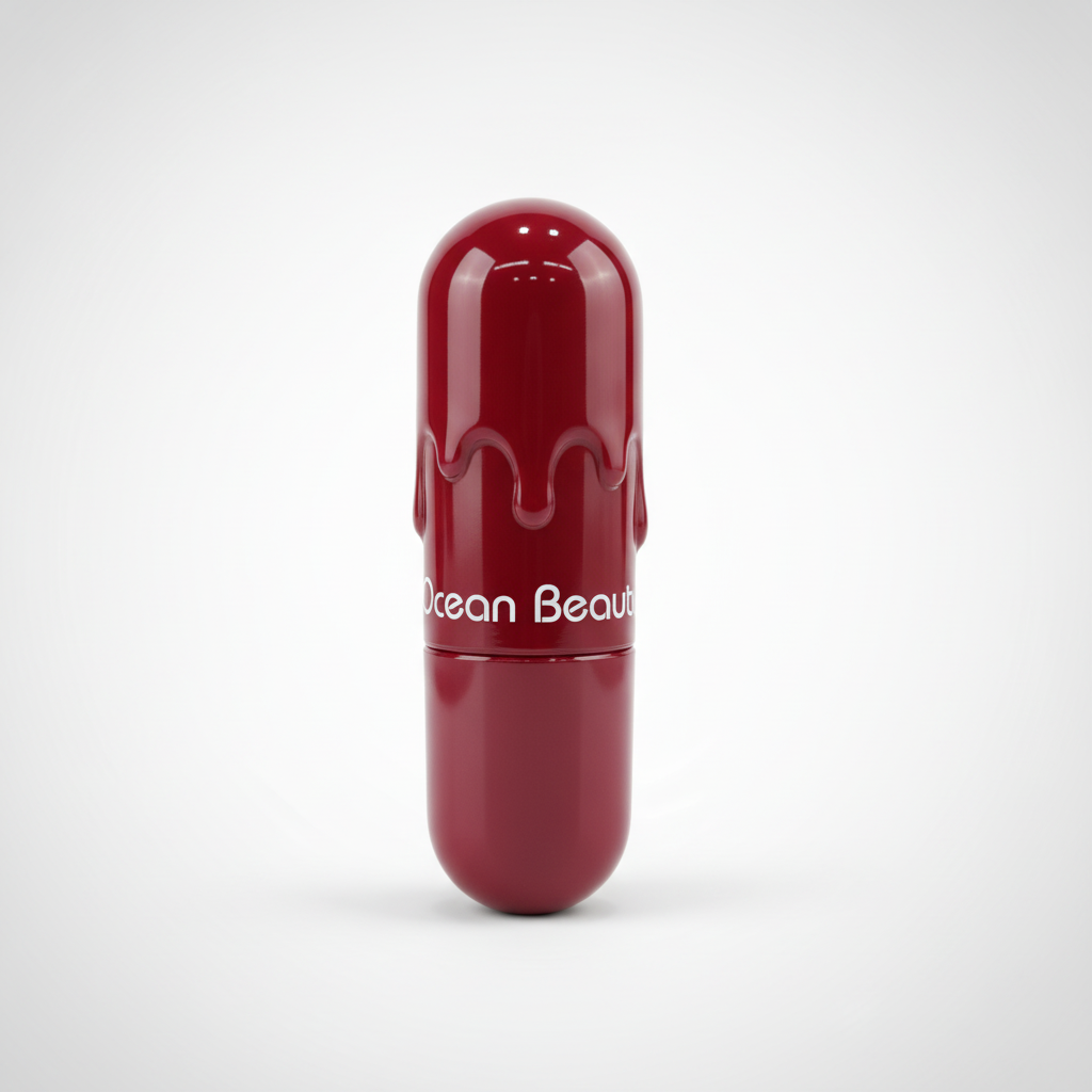 Ocean Beauty Waterproof Lipstick – Deep Red Drip Capsule