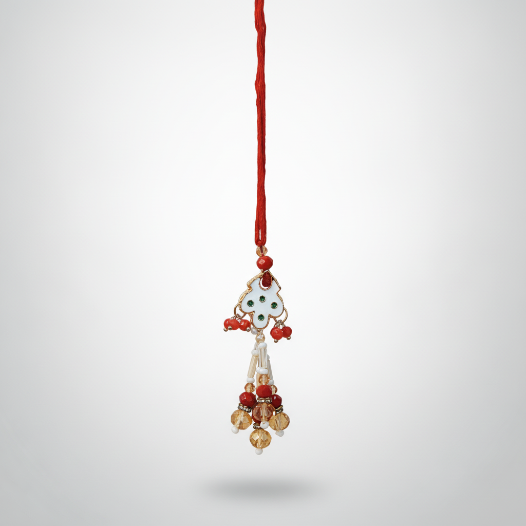 Elegant Meenakari Rakhi with Crystal & Beaded Tassel