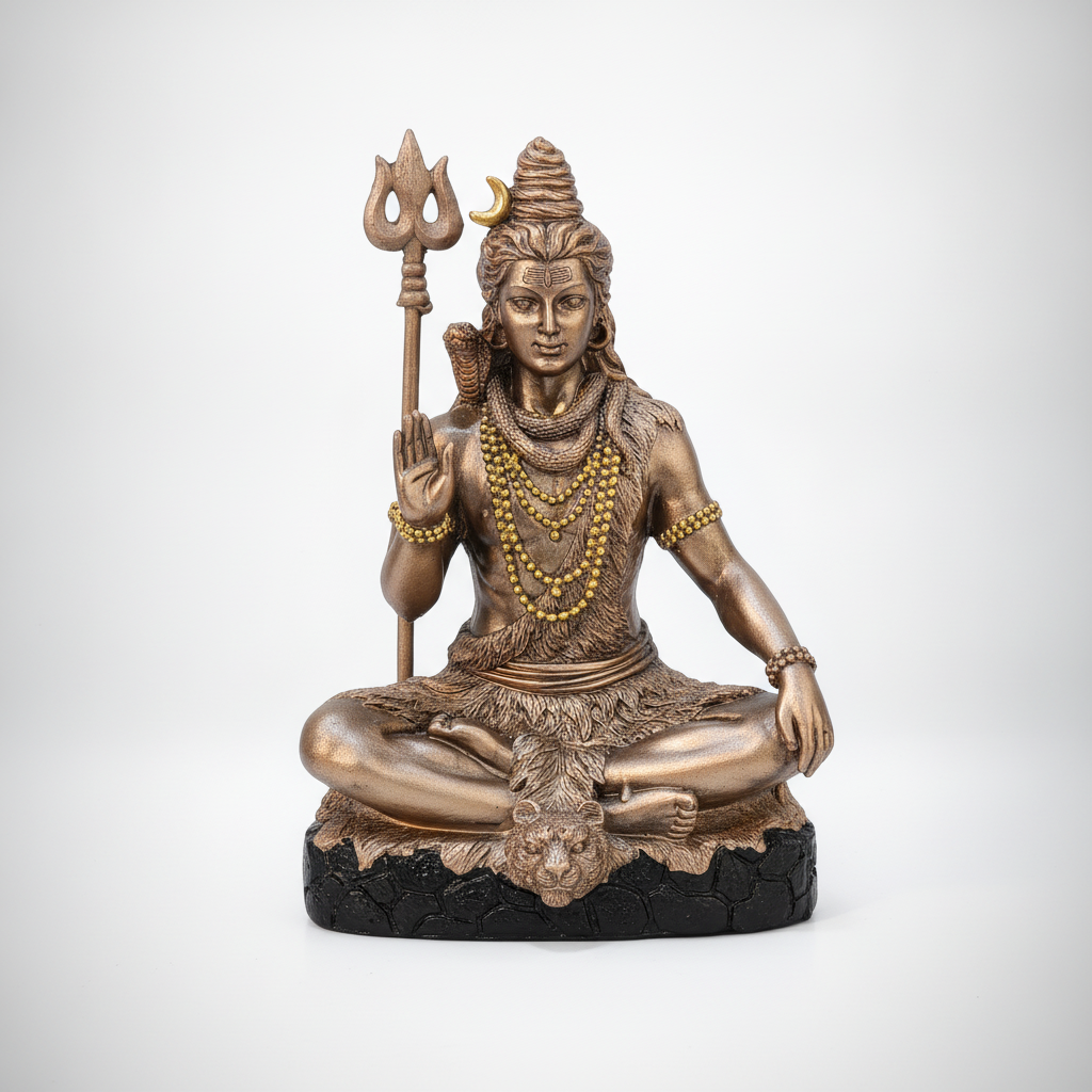Lord Shiva Meditating Statue – Bronze Finish Figurine