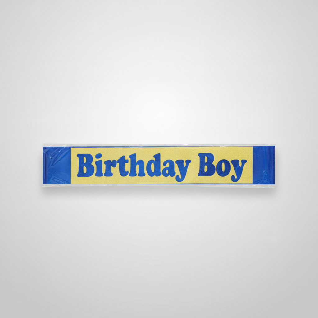 Birthday Boy Sash – Gold & Blue Foil Party Accessory