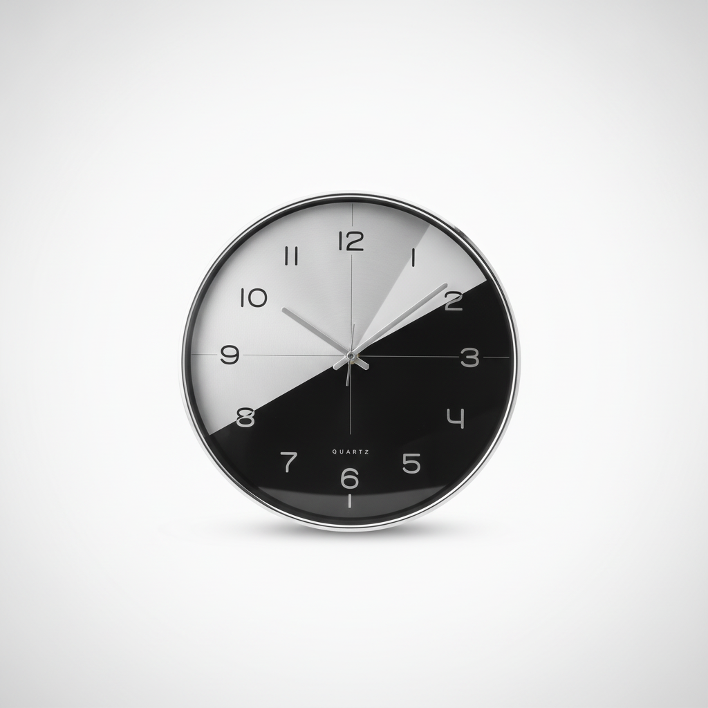 Modern Two-Tone Quartz Wall Clock – Silver & Black