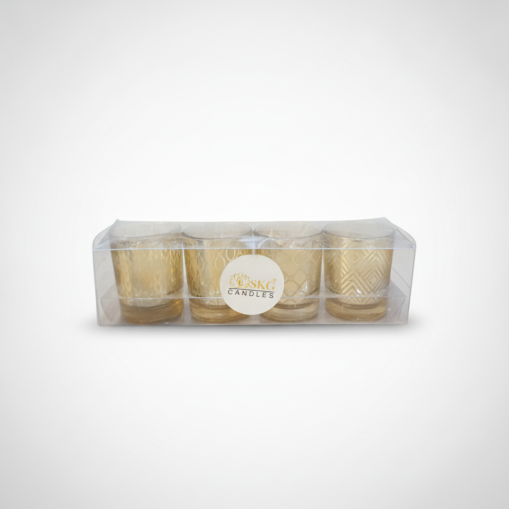 SKG Candles Aromatic Votive Candle Set of 4 – Gold Glass
