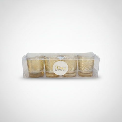 SKG Candles Aromatic Votive Candle Set of 4 – Gold Glass