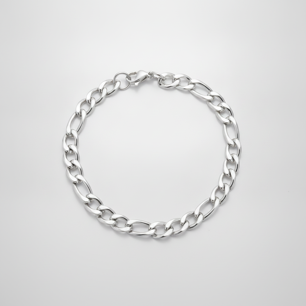 Men's Silver Figaro Chain Bracelet – Bold & Polished