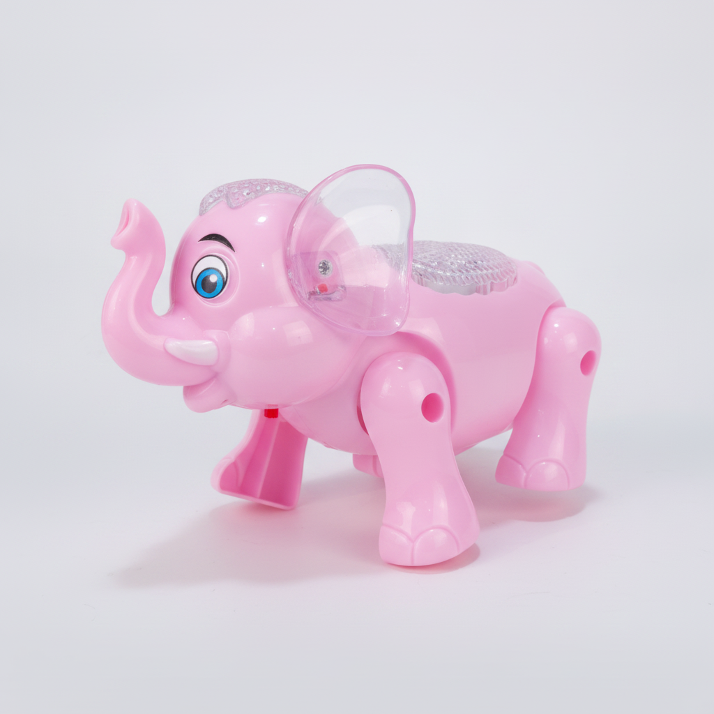 Pink Walking Elephant Light-Up Musical Toy for Toddlers