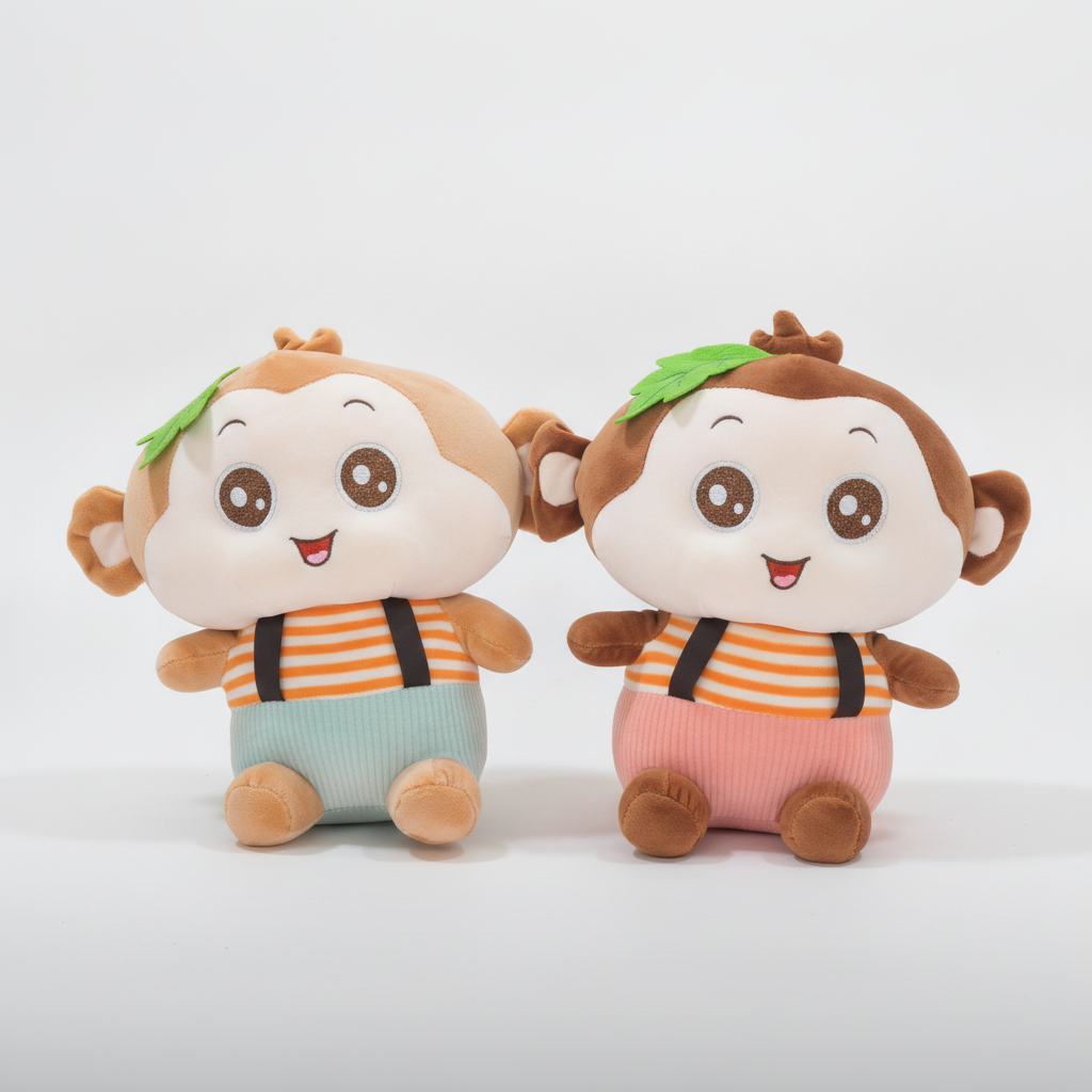 Cute Monkey Couple Soft Toy Plush Set – 2 Piece