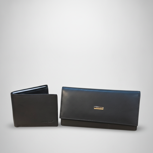 Wrangler His & Hers Black Leather Wallet Set