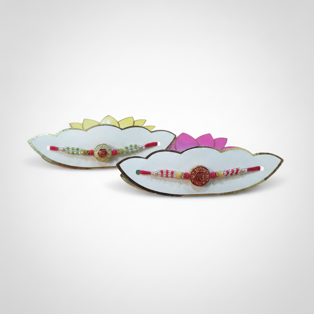 Ik Onkar Rakhi with Beaded Thread – Sikh Symbol Bracelet