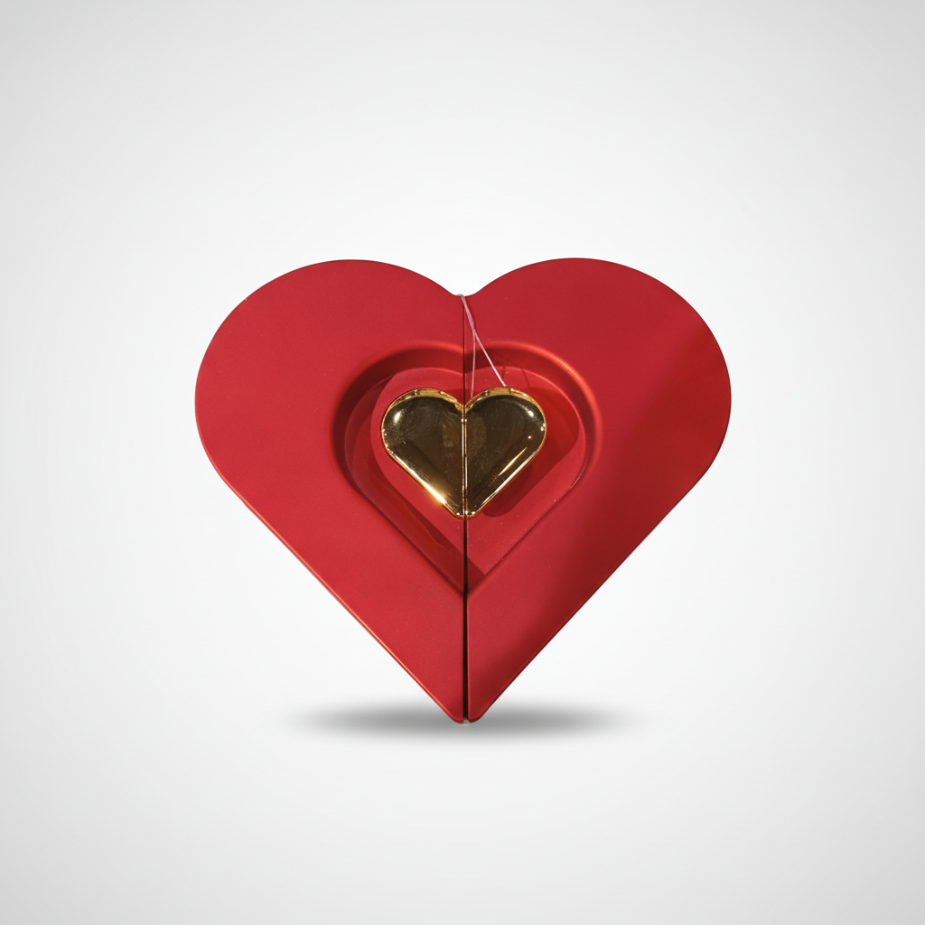 Red Heart-Shaped Gift Box with Gold Heart Clasp