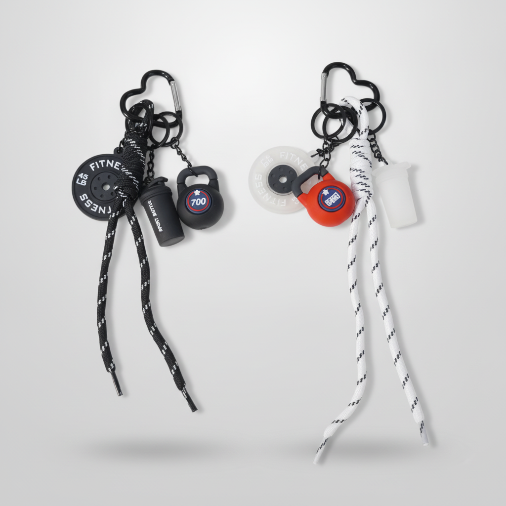 Fitness Gym Keychain Set | Heart Carabiner & Rope
