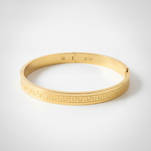 Men's Gold Greek Key Bangle Bracelet – Bold Luxury Design