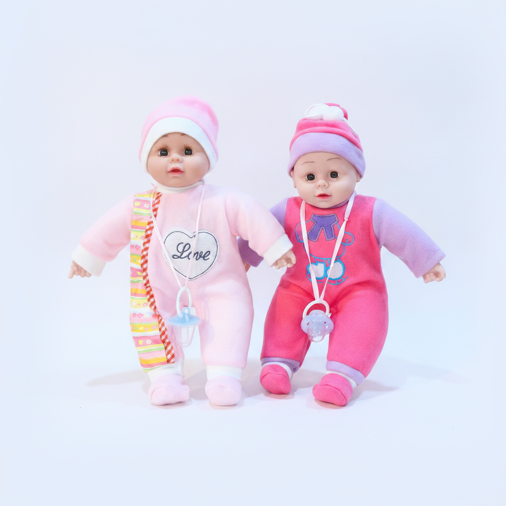Twin Musical Baby Dolls with Pacifier – Soft & Interactive