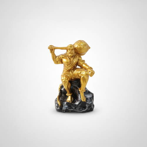 Golden Hanuman Statue with Gada — Warrior Pose Figurine